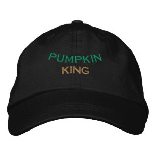 PUMPKIN KING Text Spooky Season Holiday-Hat Black Embroidered Hat