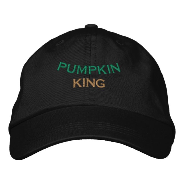 PUMPKIN KING Text Spooky Season Holiday-Hat Black  Embroidered Hat (Front)