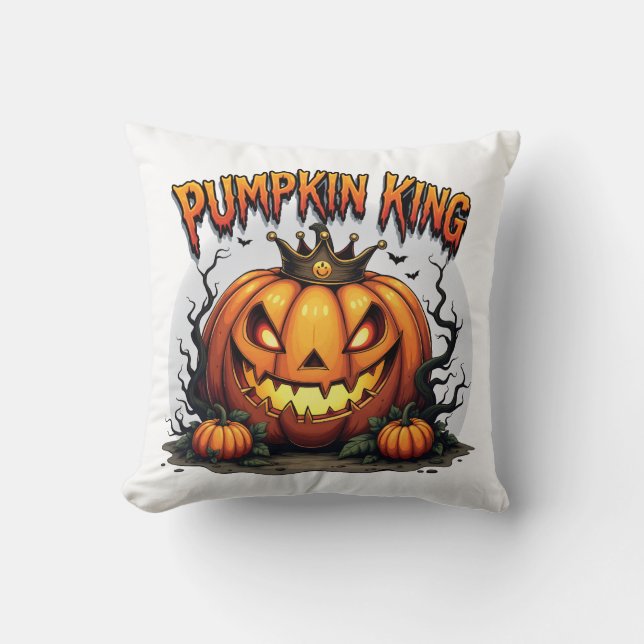Pumpkin King - The Ruler of Halloween Fun Cushion (Front)