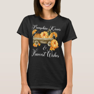 Pumpkin Kisses And Harvest Wishes Cute Fall Thanks T-Shirt