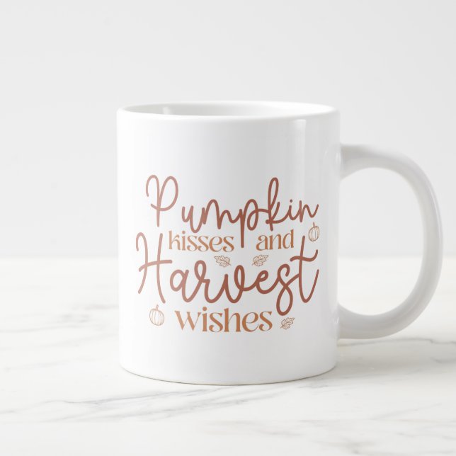 Pumpkin Kisses and Harvest Wishes Large Coffee Mug (Right)