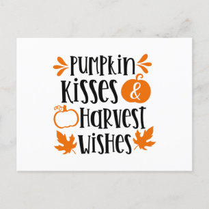 Pumpkin Kisses and Harvest Wishes Postcard