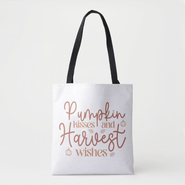 Pumpkin Kisses and Harvest Wishes Tote Bag (Front)
