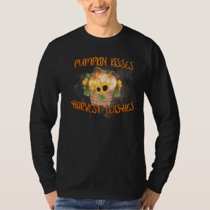 Pumpkin Kisses Harvest Wishes  Halloween Men Women T-Shirt