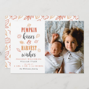 Pumpkin Kisses & Harvest Wishes New Baby Invitation