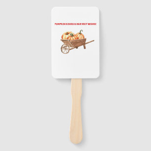 Pumpkin Kisses & Harvest Wishes Oversized T-Shirt. Hand Fan