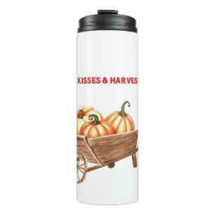 Pumpkin Kisses & Harvest Wishes Oversized T-Shirt. Thermal Tumbler