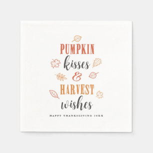 Pumpkin Kisses & Harvest Wishes Thanksgiving Napkin