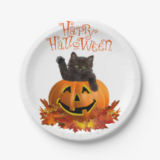 Pumpkin Kitty Paper Plate