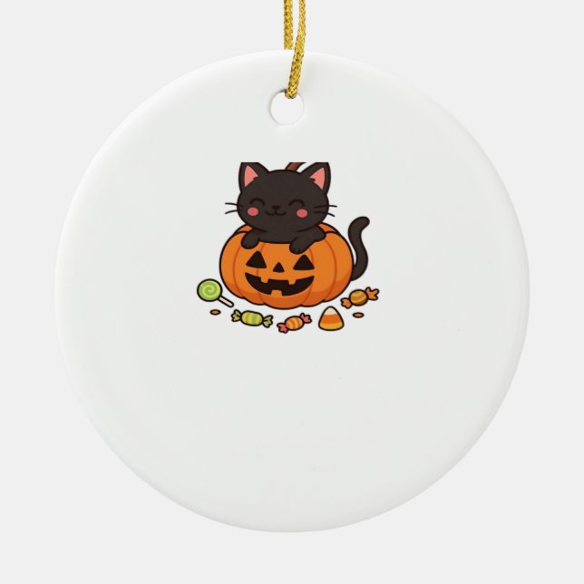 Pumpkin Kitty Parade Essential T-Shirt Ceramic Tree Decoration (Front)