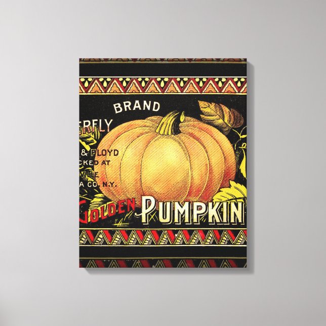 Pumpkin Label Antique Butterfly Brand Canvas Print (Front)