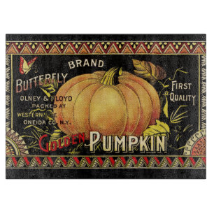 Pumpkin Label Antique Butterfly Brand Cutting Board