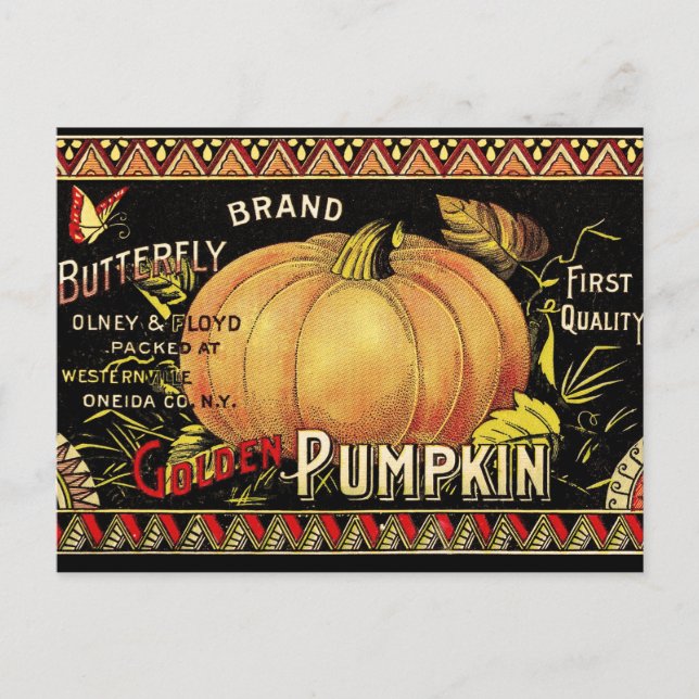 Pumpkin Label Antique Butterfly Brand Postcard (Front)