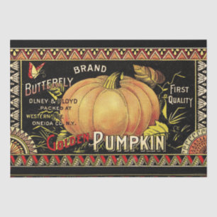 Pumpkin Label Antique Butterfly Brand Tissue Paper