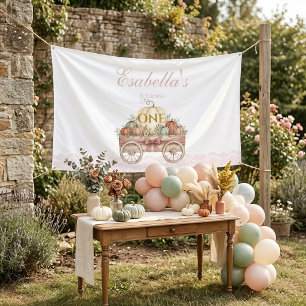 Pumpkin Lace First Birthday Pink Girl Banner