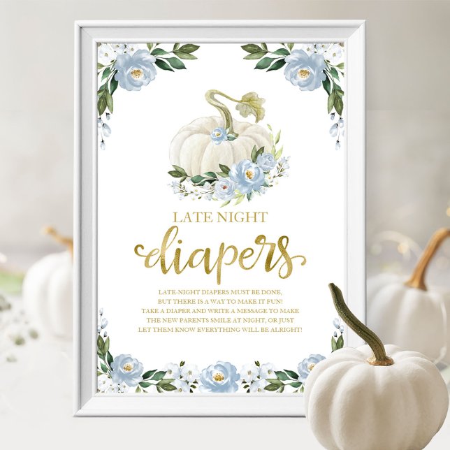 Pumpkin Late Night Diapers Baby Shower Game Sign (Creator Uploaded)