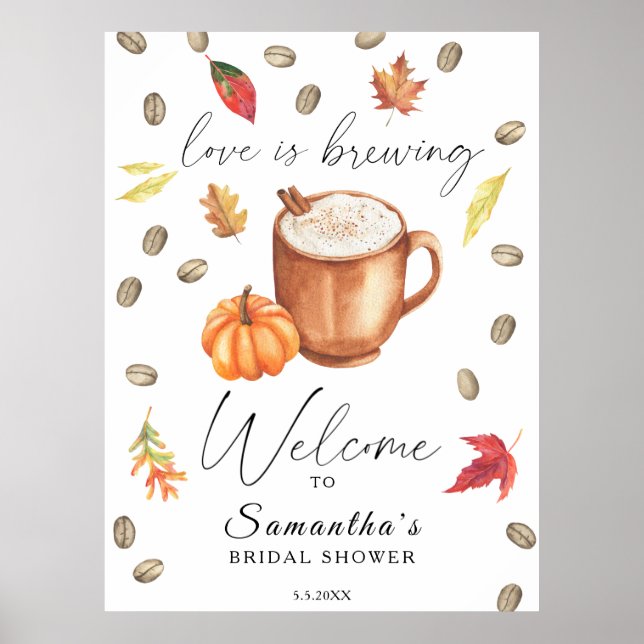 Pumpkin Latte Bridal shower Welcome Poster (Front)