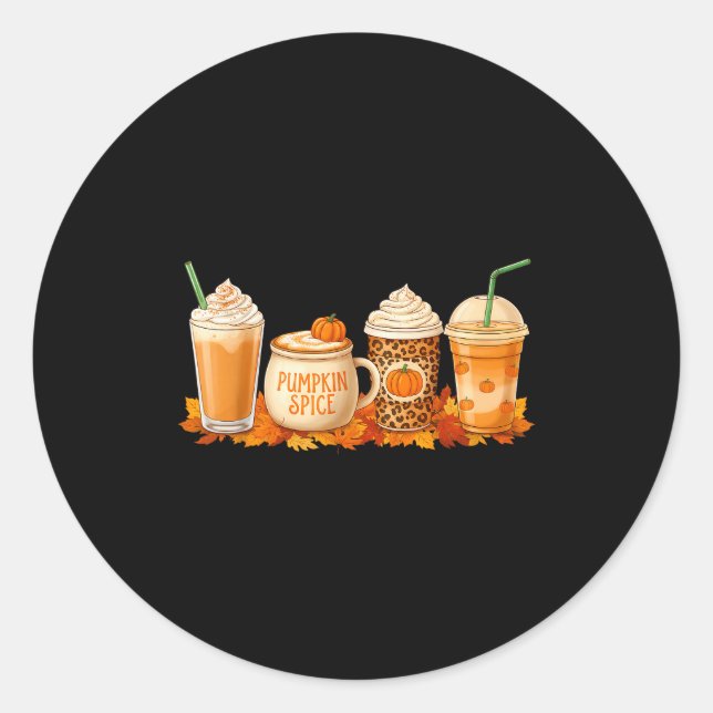 Pumpkin Latte Sce Coffee Fall Drink Halloween Autu Classic Round Sticker (Front)