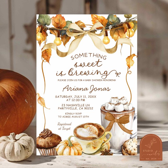 Pumpkin Latte Something Sweet Brewing Baby Shower Invitation (Creator Uploaded)