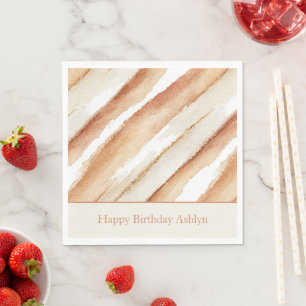 Pumpkin Latte Stripes Birthday Napkin
