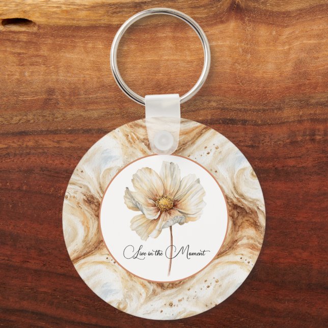 Pumpkin Latte Swirls Fall Flower Key Ring (Front)