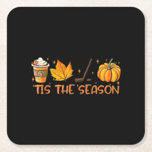 Pumpkin Latte Tis The Season Fall Coffee Thanksgiv Square Paper Coaster