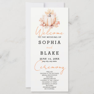 Pumpkin & Leaves Fall Off White Wedding Program