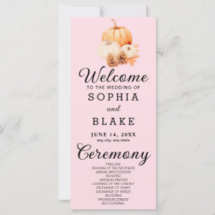 Pumpkin & Leaves Fall Soft Pink Wedding Program