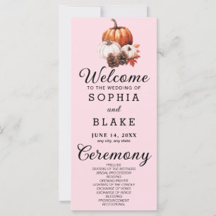 Pumpkin & Leaves Fall Soft Pink Wedding Program
