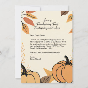 Pumpkin Leaves Friendsgiving Feast Thanksgiving Invitation