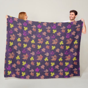 Pumpkin Leaves Muted Purlple Fleece Blanket