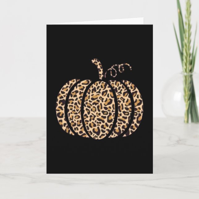 Pumpkin Leopard Print Cheetah Fall Graphic Thanksg Card (Front)