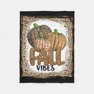 Pumpkin Leopard Print Fall Vibes Thanksgiving Girl Fleece Blanket