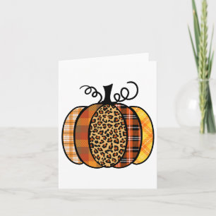 Pumpkin Leopard Print Thanksgiving Fall For Women Card
