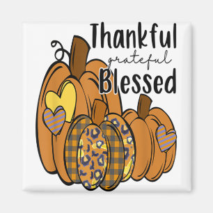 Pumpkin Leopard Thankful Grateful Blessed Thanksgi Magnet