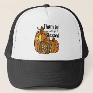 Pumpkin Leopard Thankful Grateful Blessed Thanksgi Trucker Hat