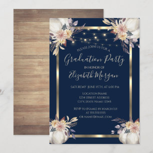 Pumpkin,Lights, Wood, Frame Graduation Party  Invitation