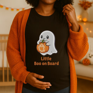 Pumpkin Little Boo On Board Pregnancy Halloween T-Shirt