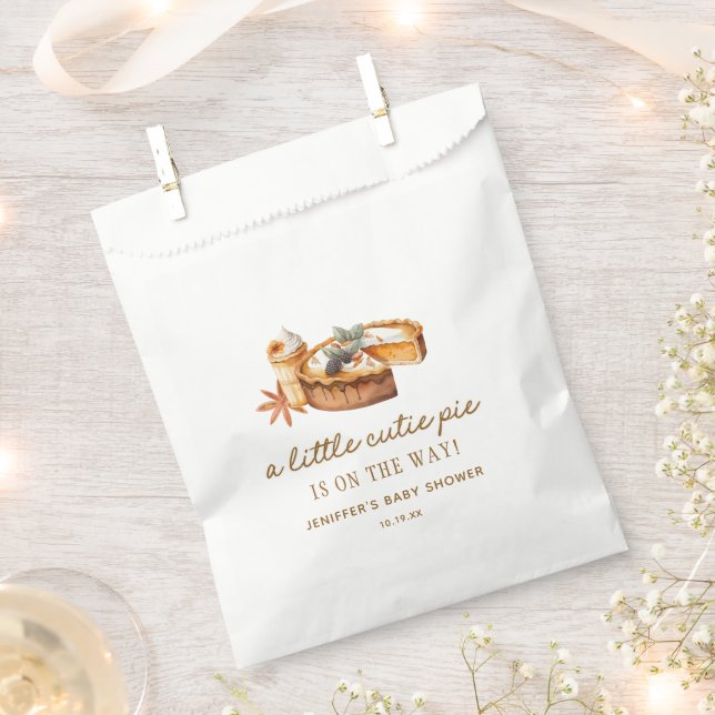 Pumpkin Little Cutie Pie Is On The Way Baby Shower Favour Bags (Clipped)