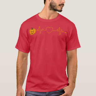 Pumpkin Love Heartbeat Jack O Lantern Face Cute Ha T-Shirt