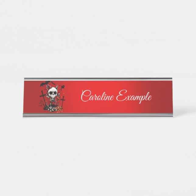 Pumpkin Magic and Bone Fun.  Desk Name Plate (Front)