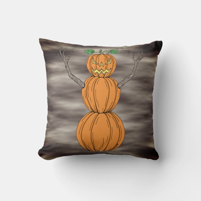 Pumpkin Man Halloween Art Cushion (Front)