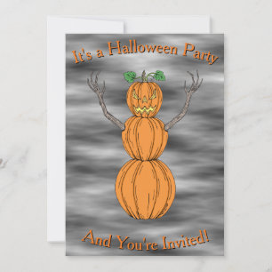 Pumpkin Man Halloween Art Invitation