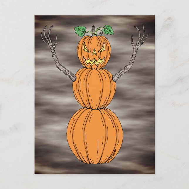 Pumpkin Man Halloween Art Postcard (Front)