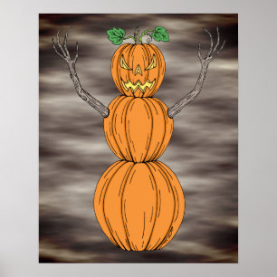 Pumpkin Man Halloween Art Poster