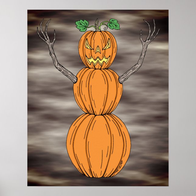 Pumpkin Man Halloween Art Poster (Front)