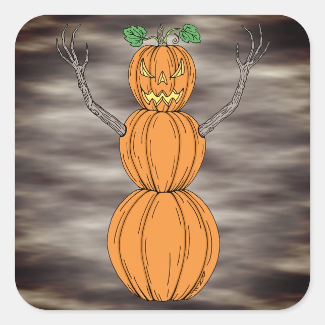 Pumpkin Man Halloween Art Square Sticker (Front)