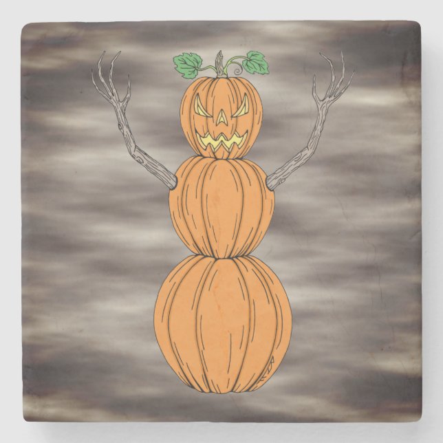Pumpkin Man Halloween Art Stone Coaster (Front)