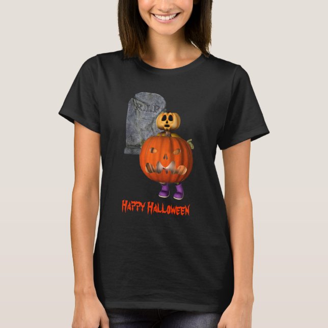 Pumpkin Man Tombstone Halloween Funny  T-Shirt (Front)