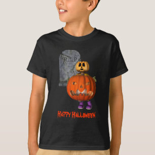 Pumpkin Man Tombstone Halloween Funny T-Shirt
